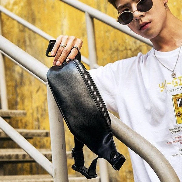 

Мужская многофункциональная водонепроницаемая поясная сумка через плечо на одно плечо для мобильного телефона, мягкий кошелек на молнии из искусственной кожи