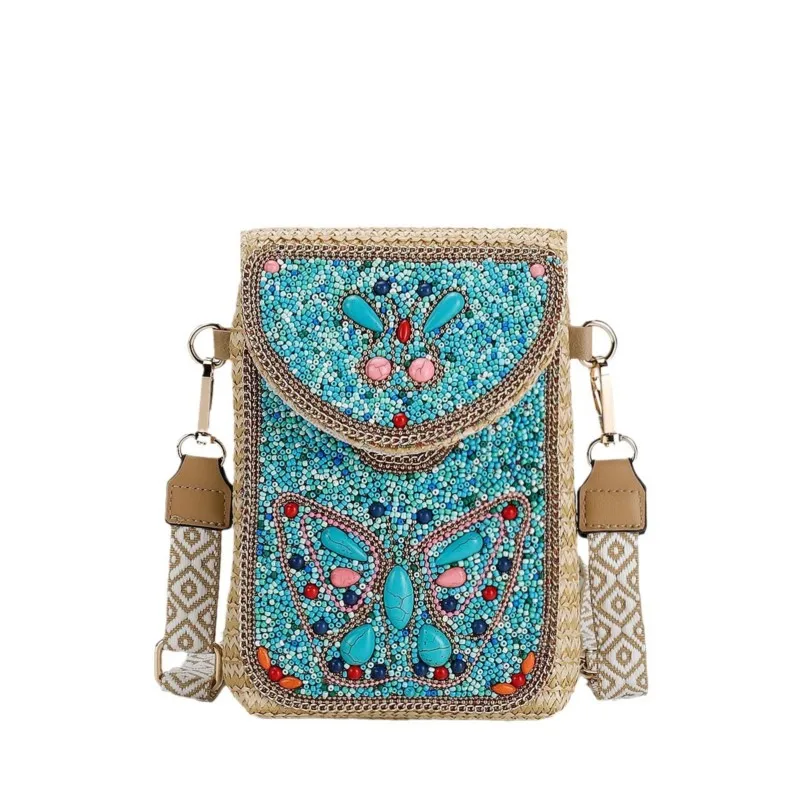 

Bohemian Ethnic Style Purse Beaded Women Bag Multi-function Fashion Phone Bag Crossbody Shoulder Bag