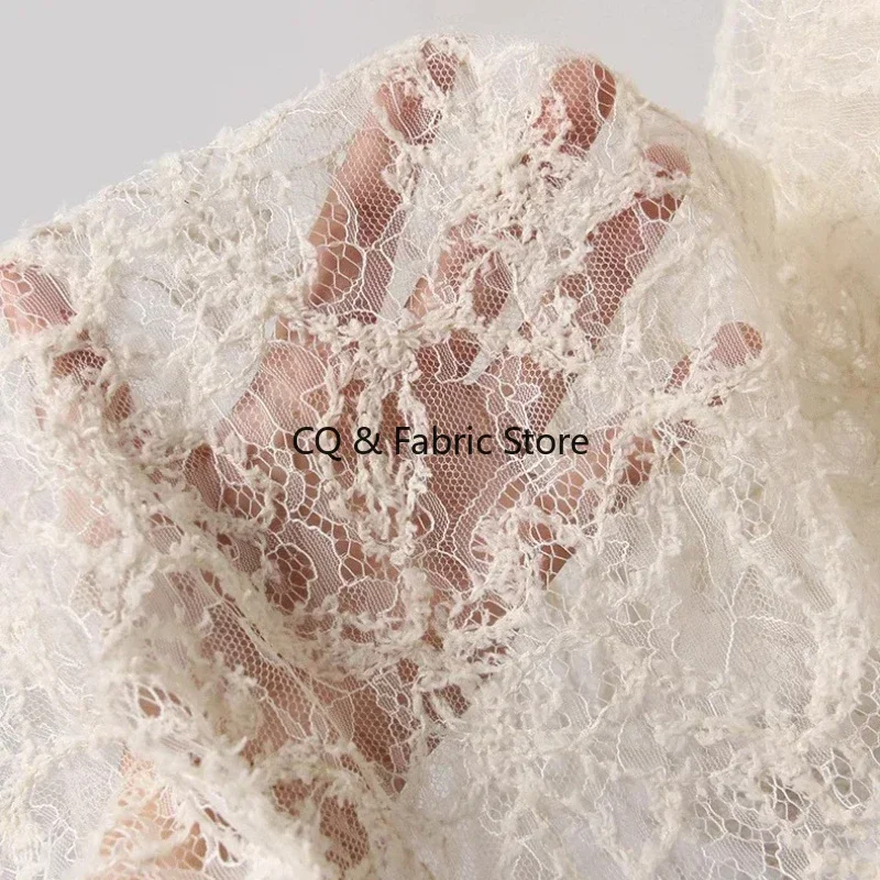 Mesh 3D Embroidered Fabric Fashion Creative Designer Fabric By The Meter