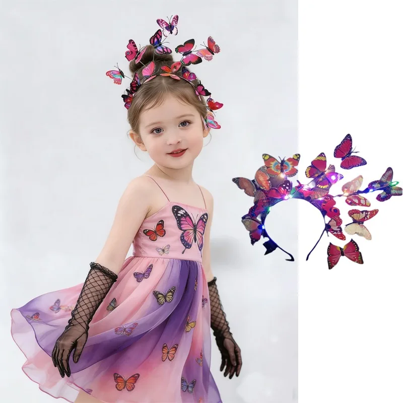 

LED Light Up Butterfly Boho Headband - Glowing Colorful Hair Accessory for Wedding, Christmas &Festival Parties.baby accessories
