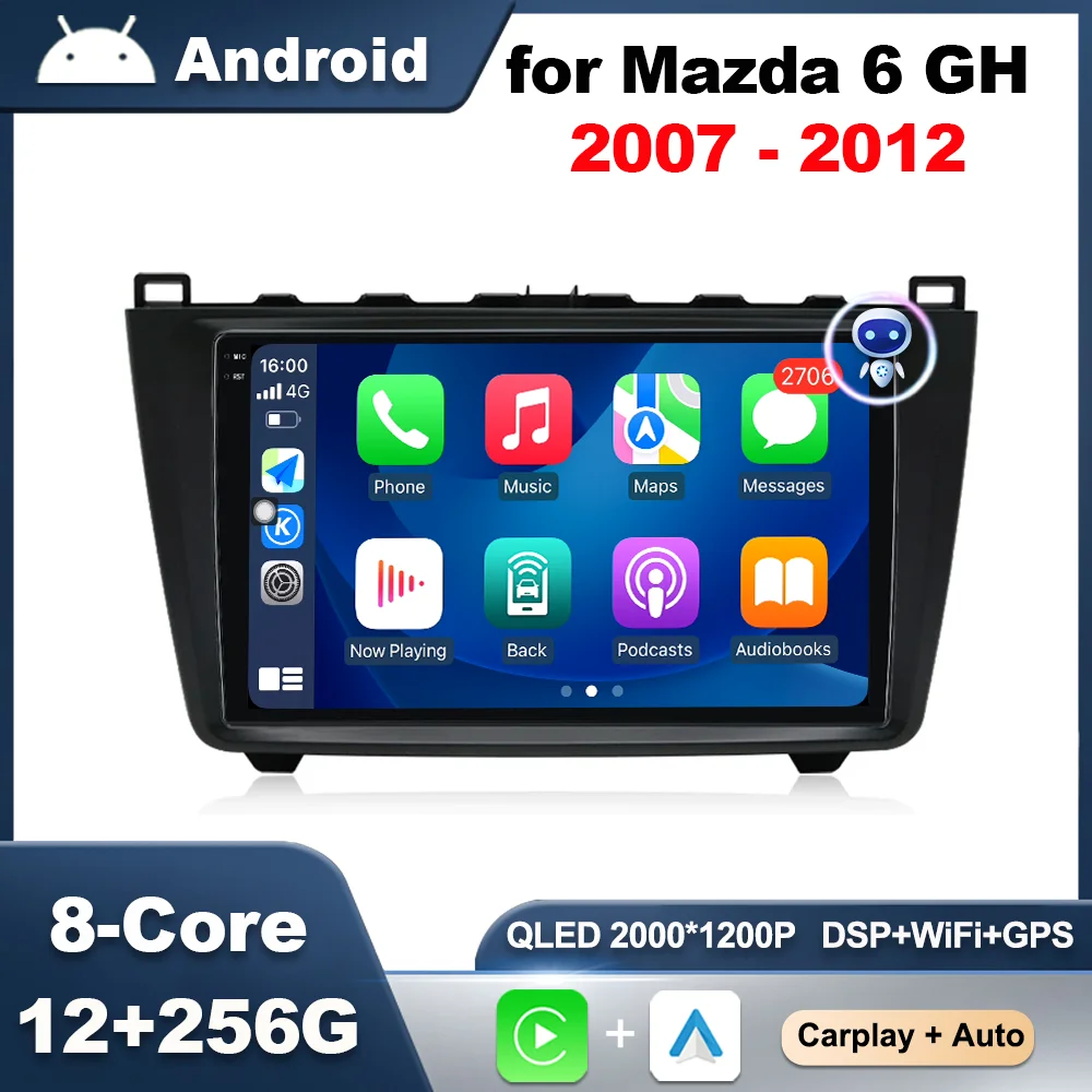 

GPS Navi Car Video Audio Multimedia Player For Mazda 6 GH 2007 - 2012 9 inch Android OS WiFi 2.5 D IPS Touch Screen Android Auto