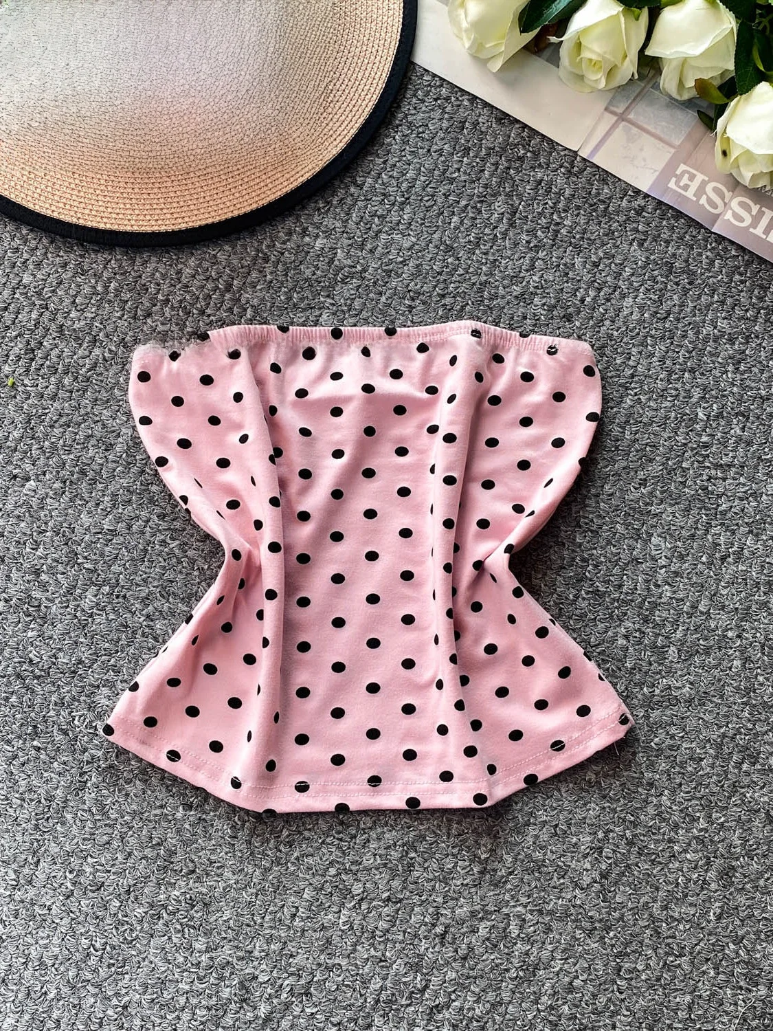 Black Polka Dot Wrap Chest Vest Women's Summer 2026 Slimming Outerwear Small Top Korean Style Short Length Print Design