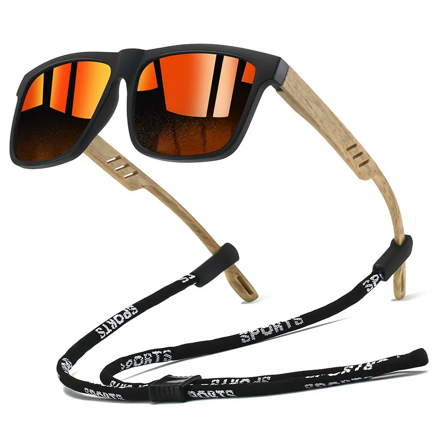 نظارات شمسية كلاسيكية مربعة UV400 مع سلسلة خفيفة الوزن ملونة للرجال والنساء للقيادة والصيد في الهواء الطلق #1