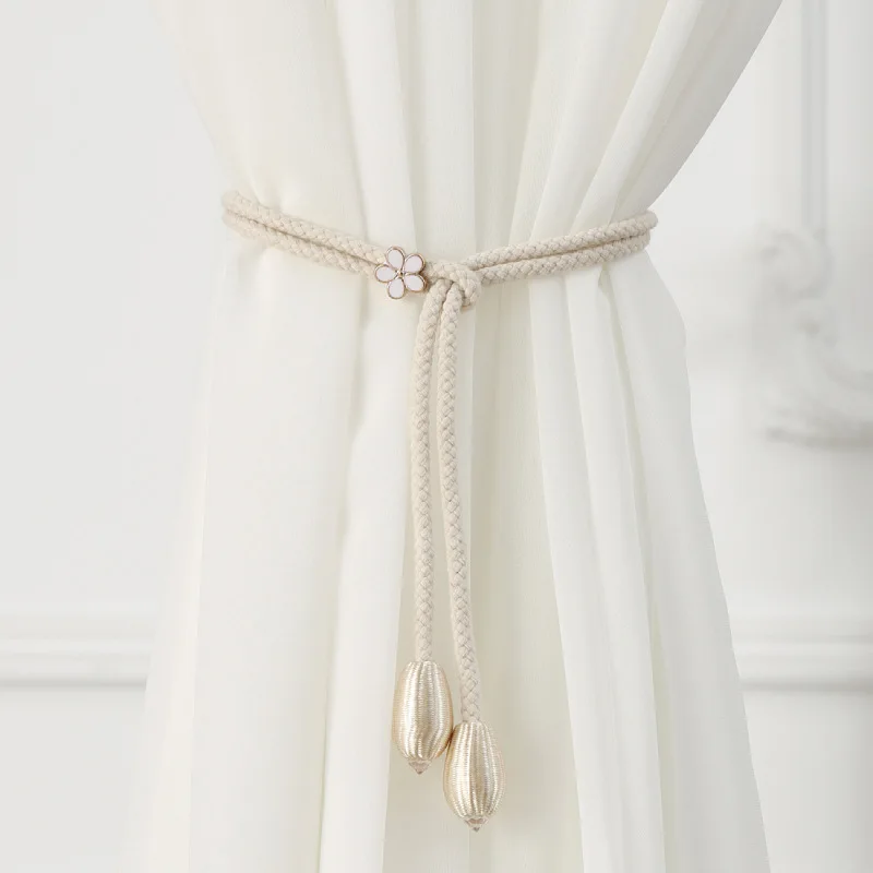 

Adjustable Curtain Tieback Rope, Oxford Cotton Curtain Tie with Clip, Creative Gathering Strap for Drapes & Home Decor