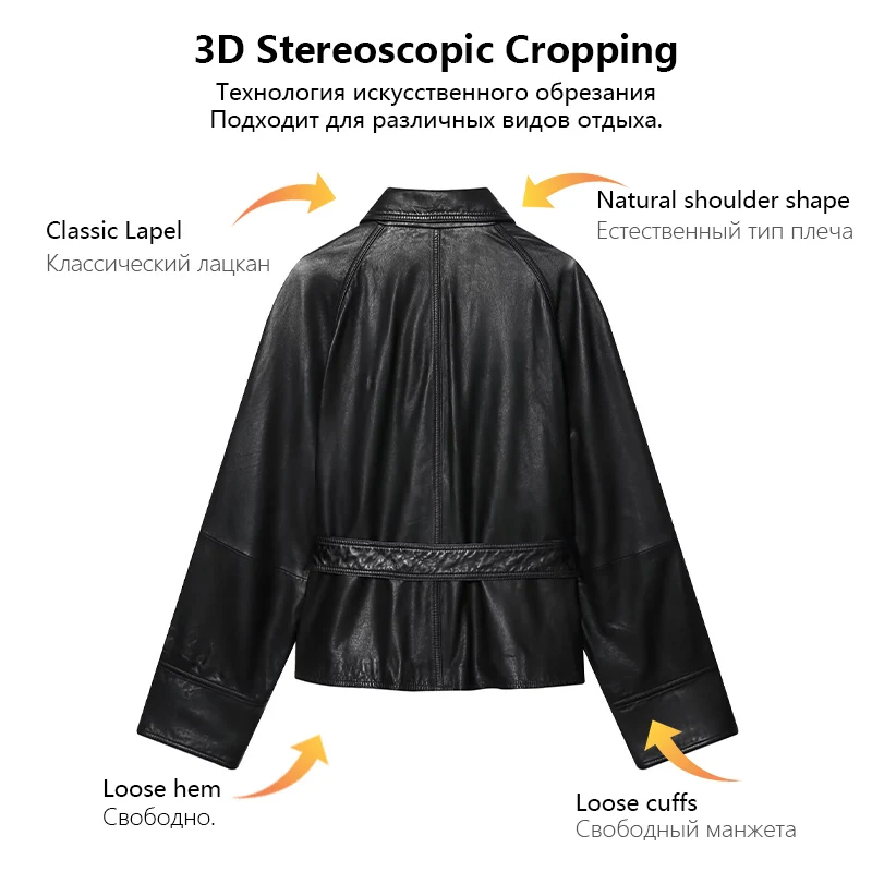 Womens Fashion Jacket With Belt Notched Collar Single Breasted Short Leather Jacket Versatile Suitable For Daily Wear Trafizaran