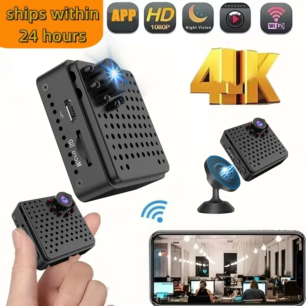 실내 PIR 모션 감지 무선 HD 비디오 보안 CCTV IP 스마트 홈 카메라, 4K 미니 카메라, 배터리 포함, 긴 대기 시간