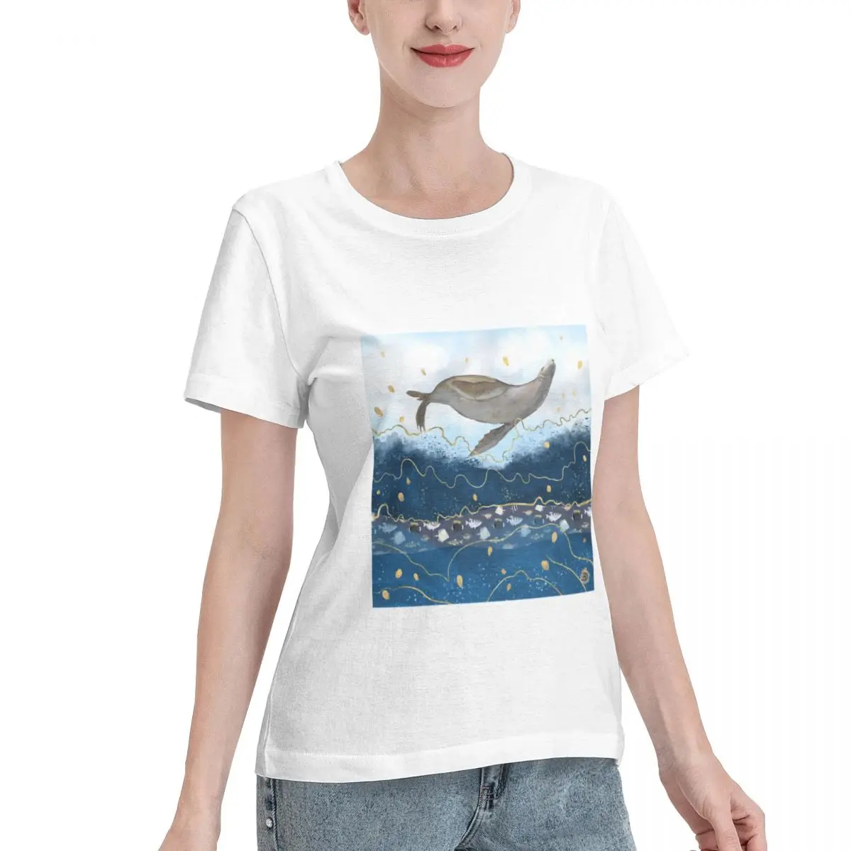 Custom Available Flying Seal - Climate Change Surreal Women's T-shirt All Season Non Shrink Tshirt