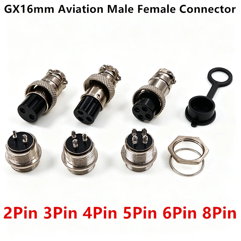 GX16 Aviation Connector 2Pin 3Pin 4Pin 5Pin 6Pin 8Pin 16mm Male Female Plug Socket Panel Mount Docking Circular Connector