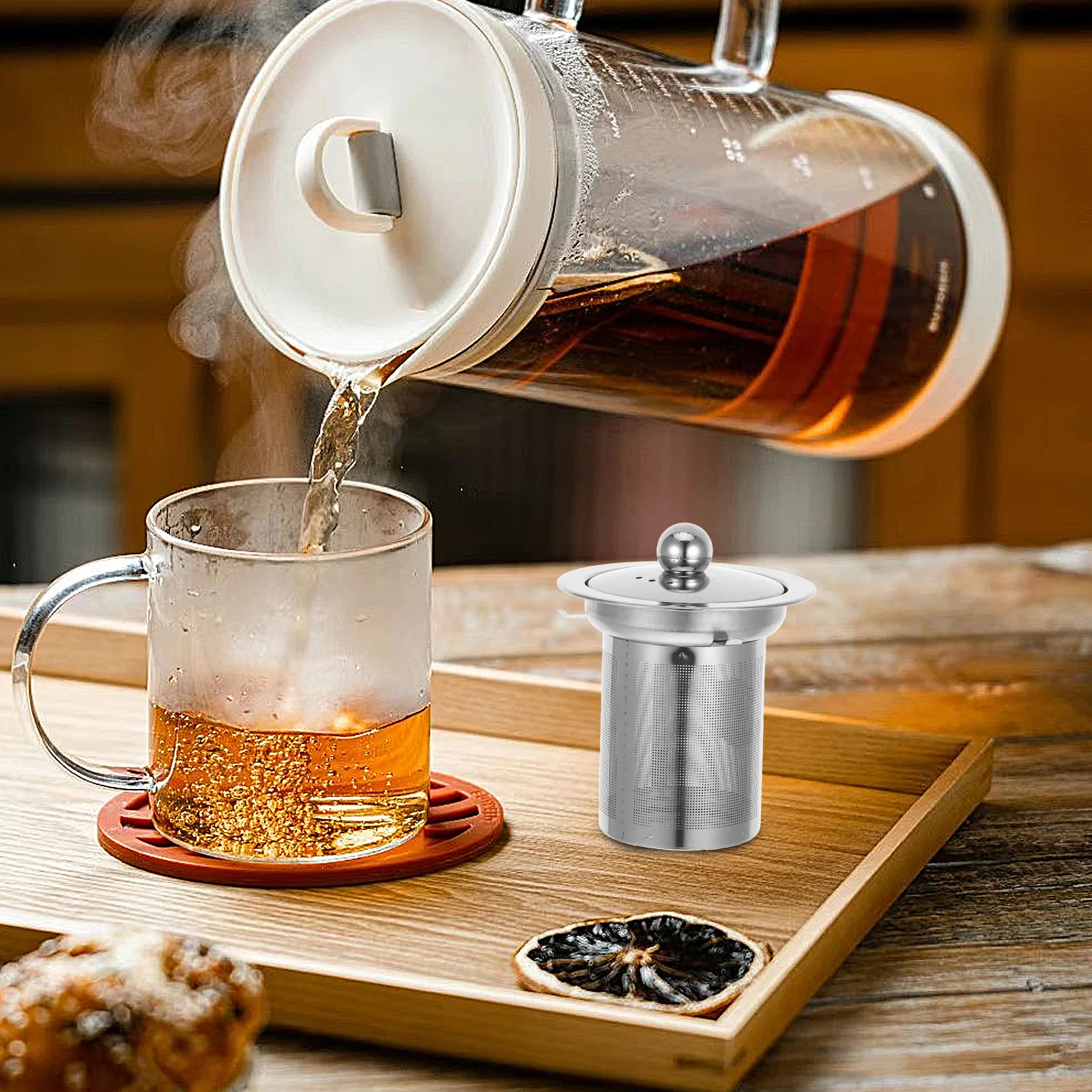

Stainless Steel Mesh Tea Infuser Fine Filter Portable Strainer for Loose Leaf Tea Easy Clean Stainless Steel Strainer