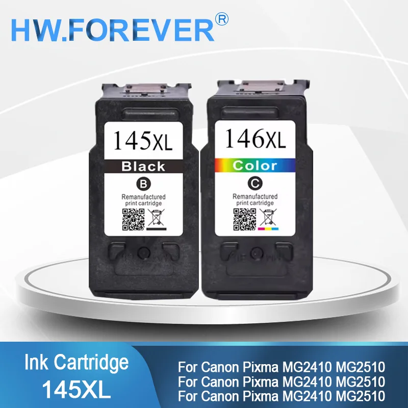 145XL 146XL PG145 CL146 Cartucho de tinta compatível remanufaturado PG-145 CL-146 para Canon Pixma MG2410 MG2510 Tintas de impressora