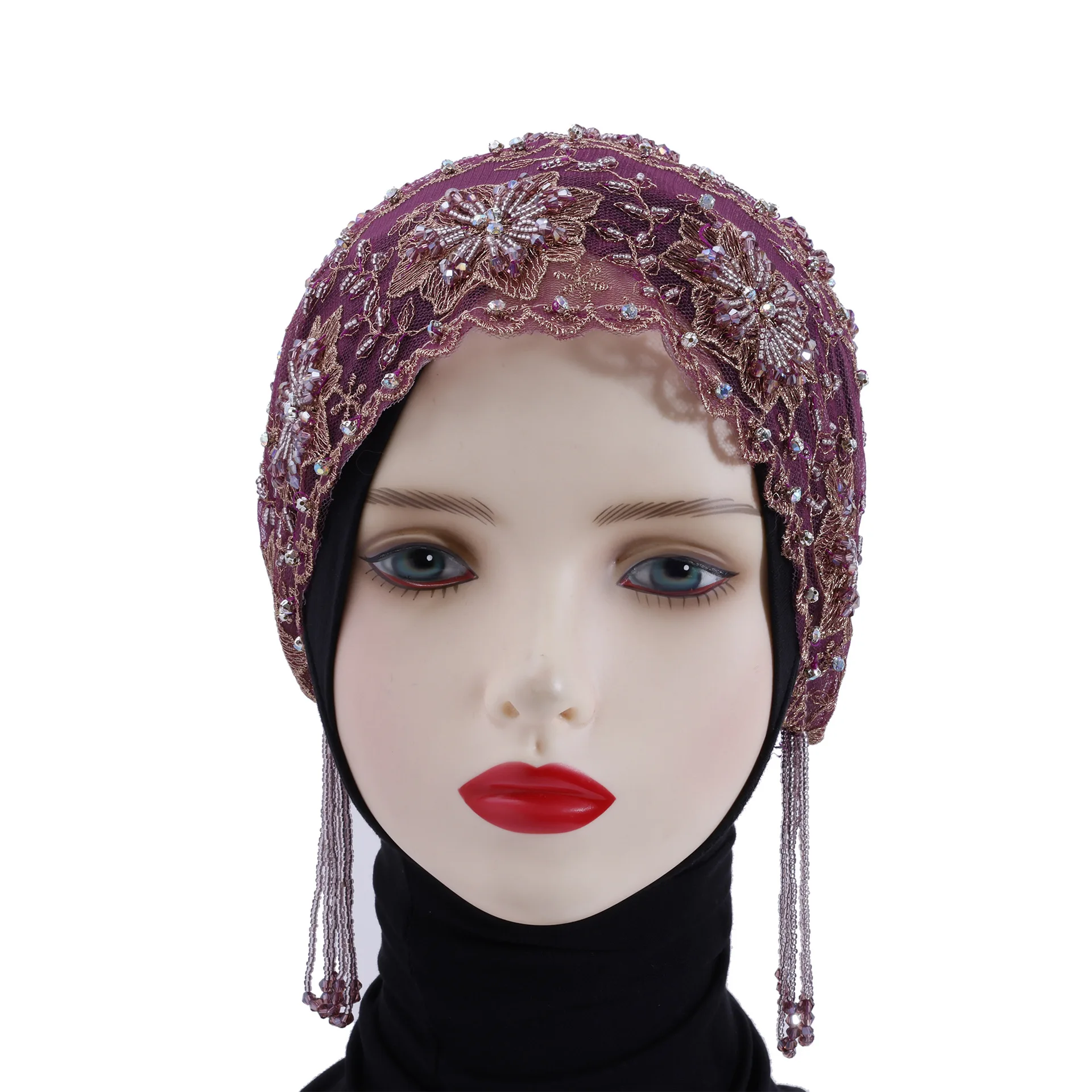 Strass Stickerei Frauen Kopf Turban Muslimischen Weiblichen Hut Krebs Chemo Kappe Afrikanische Kopf Wraps Motorhaube Haarausfall Stirnband Mujer
