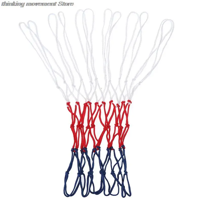 Jaring Basket Standar Universal Pelek Gawang Nilon Benang Tebal Tahan Lama Pengganti Jaring Basket Tiga Warna