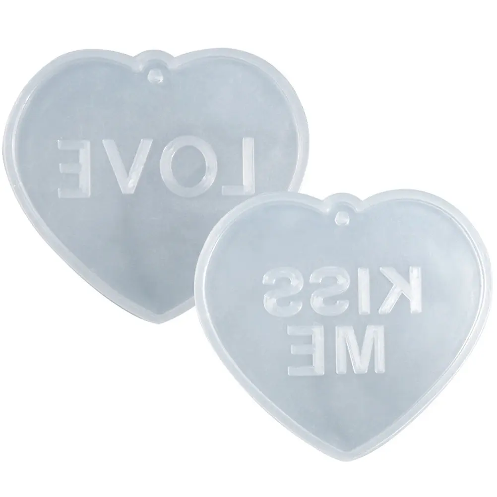 2Pcs Premium Flexible Silicone Heart Mold Easy Demold Tear Resistant for DIY Pendant Keychain Valentine Gift Craft Supply Mold