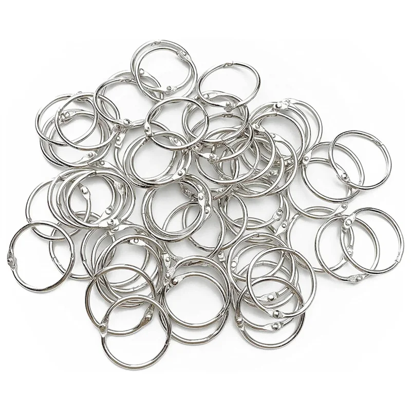 ABIK-120 PCS Loose Leaf Binder Rings 1-Inch Office Book Rings, Nickel Plated Steel Binder Rings, Key Rings, Metal Book Rings