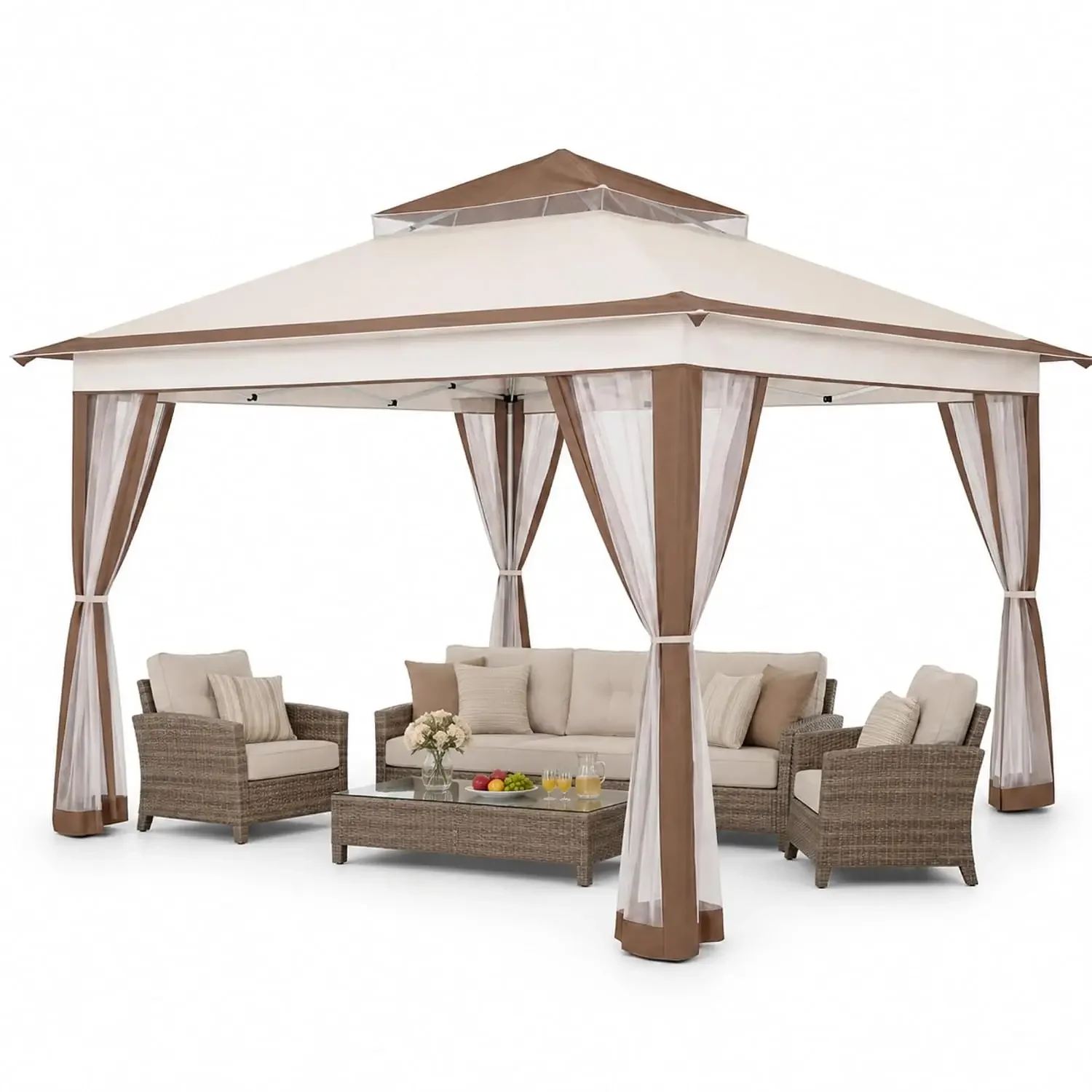 HOT 11x11 Pop Up with Mosquito Netting, One Push Instant Canopy Tent, Portable Outdoor Gazebo with Sidewalls