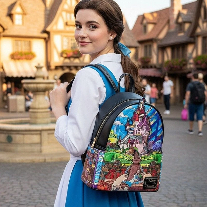 Loungefly Disney Backpack Beauty and The Beast Belle Castle Fashion Festival Gift view 6