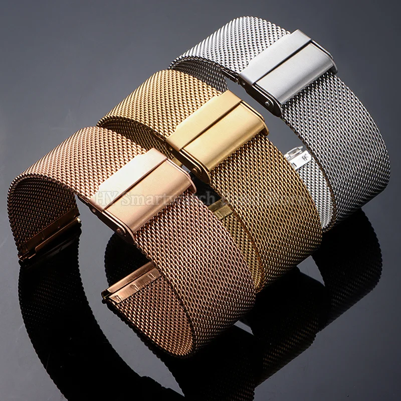 10mm 12mm 14mm 16mm 17mm 18mm 19mm 20mm 21mm 22mm 24mm 0,6mm Milanaise-Mesh-Stahlarmband für Herren und Damen, universelles Schnellverschluss-Armband – Detail 3