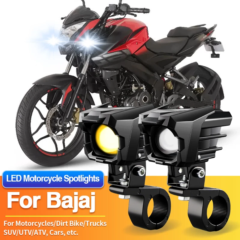 

1 Set Universal Motorcycles Headlight LED Fog Light Dual Color Spotlights for Bajaj Dominar 250 400 D400/Maxima Z/Platina 100