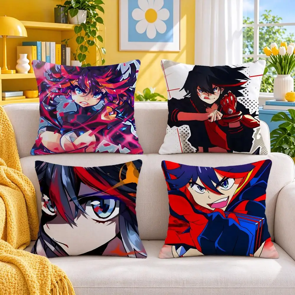 anime KILL la KILL Cushion Cover Throw Pillow Short Plush Fresh Bright Cushion for Bedroom Sofa Ornament Present Gift