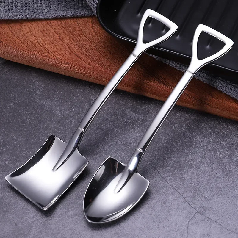 Shovel Spoon Fork Shovel Coffee Spoon Set Shovel Handle Dessert Spoon Ice Cream   Shape Fork Fruit Fork