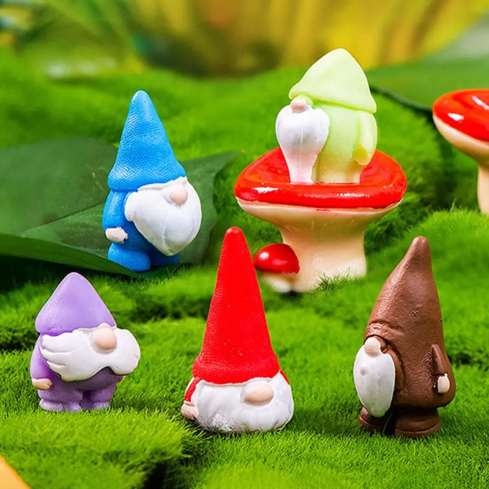 Multicolor Mini Gnome Figurines Resin Mushroom Pumpkin Garden Elf Ecological Bottle Micro Landscape Desktop Knick-knack