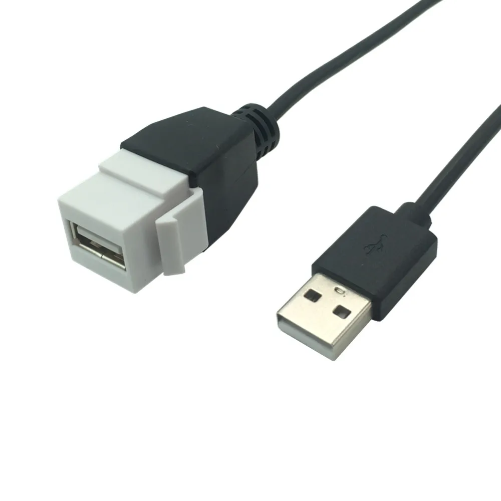 USB Extender Cable Keystone Jack Coupler Connector Cable Adapter USB 2.0 A Male  To A Female Extension Converter 0.2m