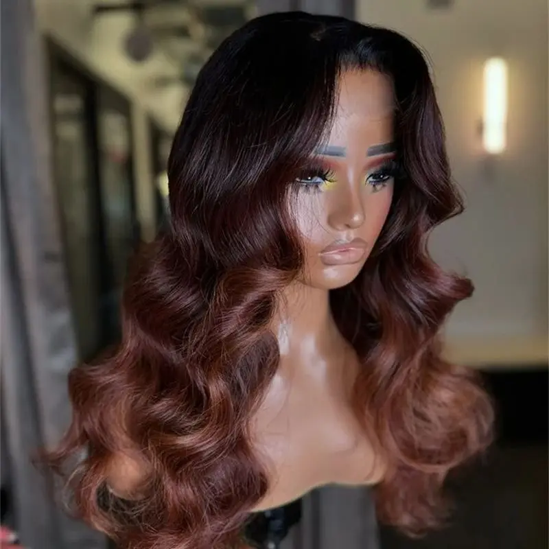 Reddish Brown 13x6 Lace Frontal Wig Body Wave 13x4 HD Transparent Lace Front Wigs With Baby Hair Natural Preplucked Hairline