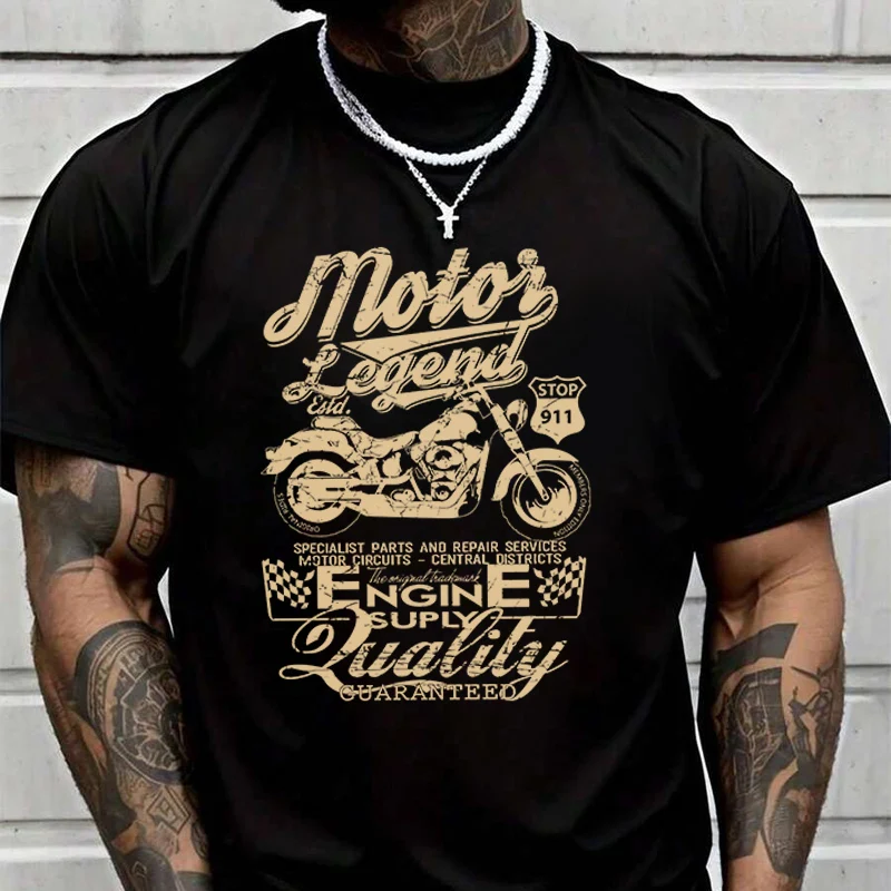 

Футболка Motor Legend Biker для мотоциклистов, мужская и женская модная повседневная футболка высокого качества с круглым вырезом, 2026