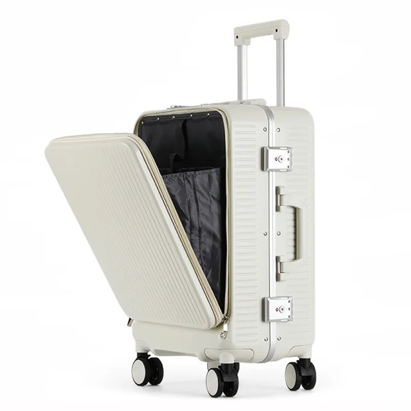 20/24 inch Front Open Trolley Case Aluminum Frame Travel Suitcase Multifunctional Rolling Luggage Unisex Business Boarding box