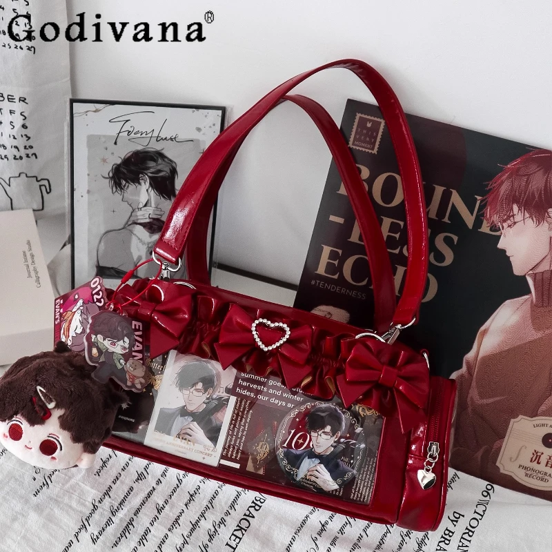 

Original Japanese Mine Mass-Produced Lolita Woman's Handbag Girls Sweet Cute Bow Large Capacity Crossbody Bag Y2K Shoulder Bag