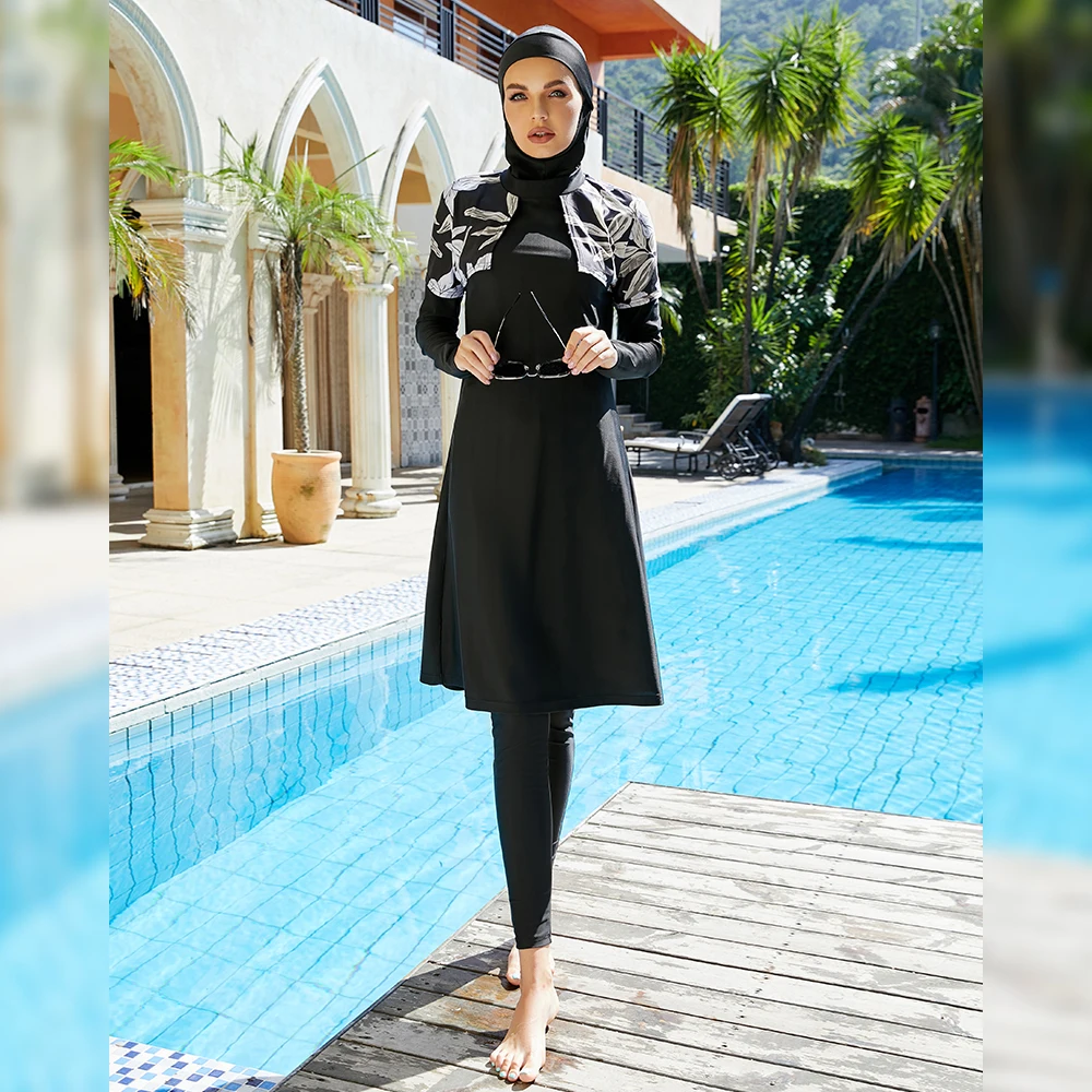 

2024 Burkini Long Islamic Modest Muslim's Swimwears Swimming Suit for Women Clothing with Hijab Islam Female 3 Pieces Beachwear