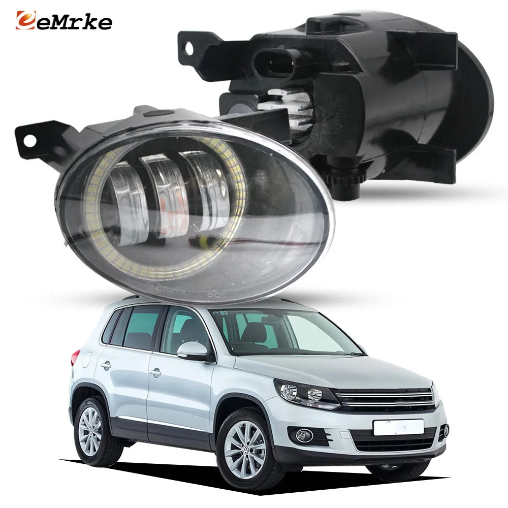 

Led Fog Light Lens for Volkswagen Tiguan 2012 2013 2014 2015 Angel Eye Front Bumper DRL Daylight Head Lamp 30W Left and Right