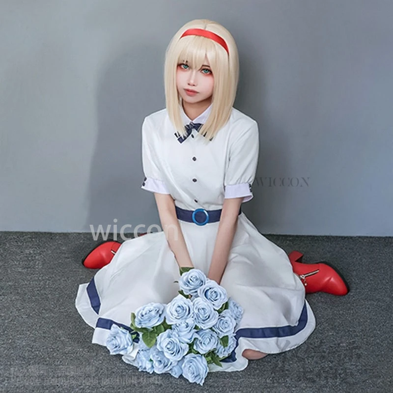 أنيمي Takt op.Destiny Cos Unmei Cosette زي Kawaii لطيف فستان أبيض أحمر عقال شعر مستعار مجموعة للفتيات امرأة كوميدية مخصصة