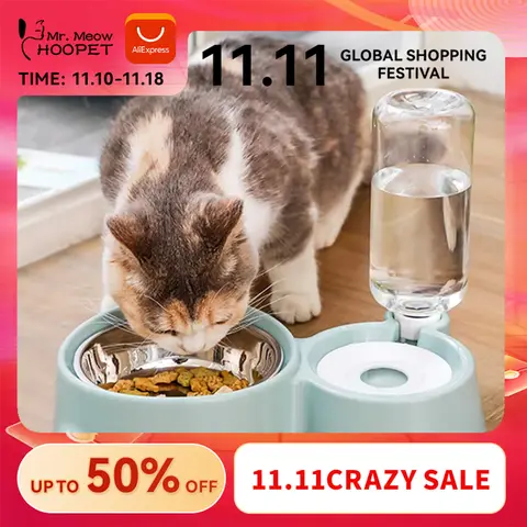 Pet Water Fountain and Food Bowl