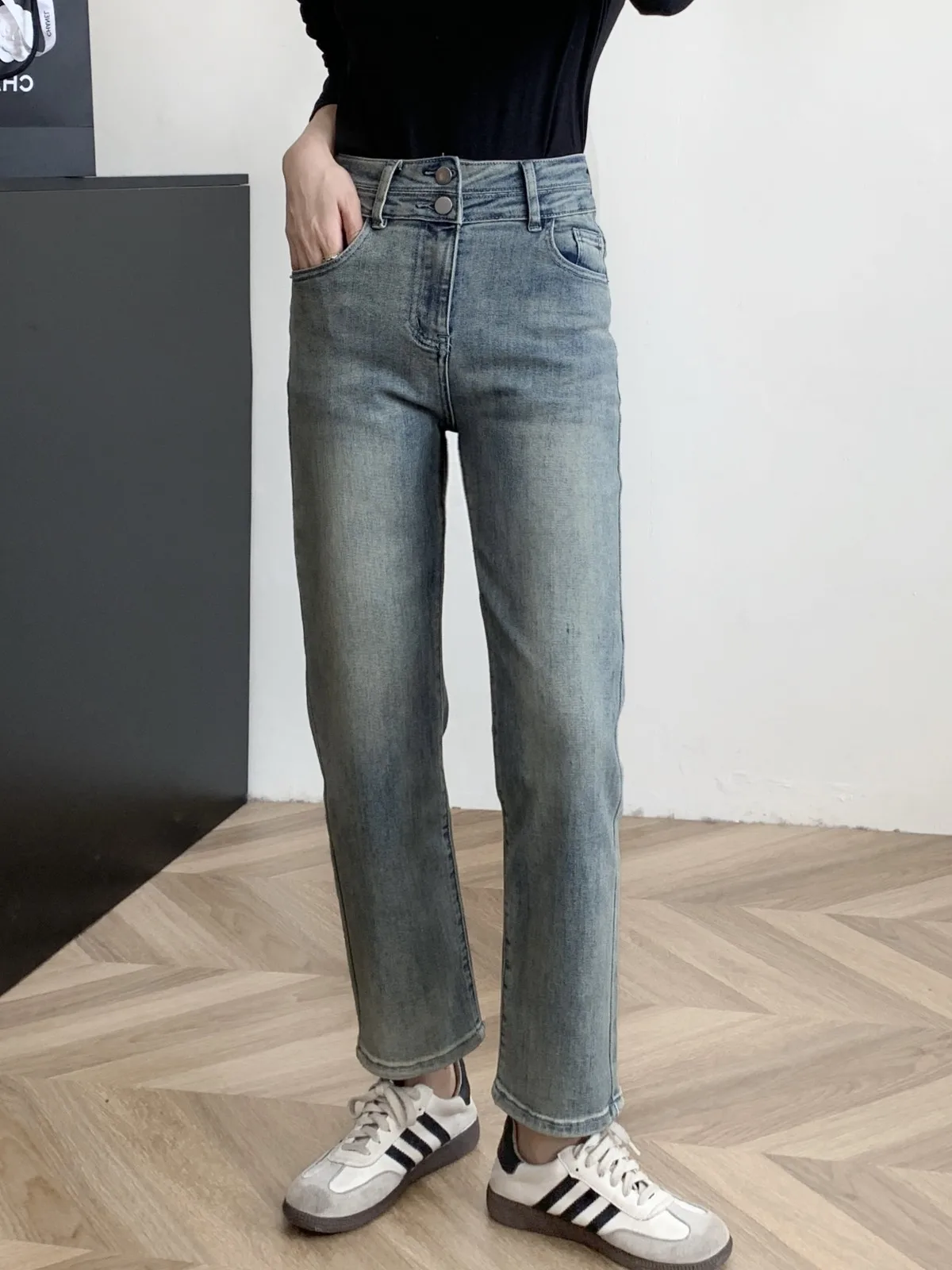 

ZHISILAO High Waist Straight Harem Jeans Women Classic Blue Ankle-length Jeans Autumn Winter 2023