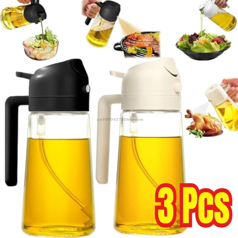 2 in1 Oil Spray Bottle Plastic Kitchen Barbecue Cooking Olive Oil Dispenser Oil Jar Baking Vinegar Soy Sauce Spray Container