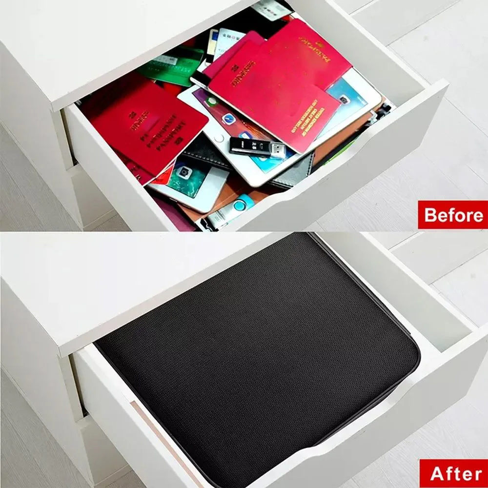 Black Combination Lock Fireproof Storage Box Valuables Safe Foldable Waterproof Fireproof File Organizer Box