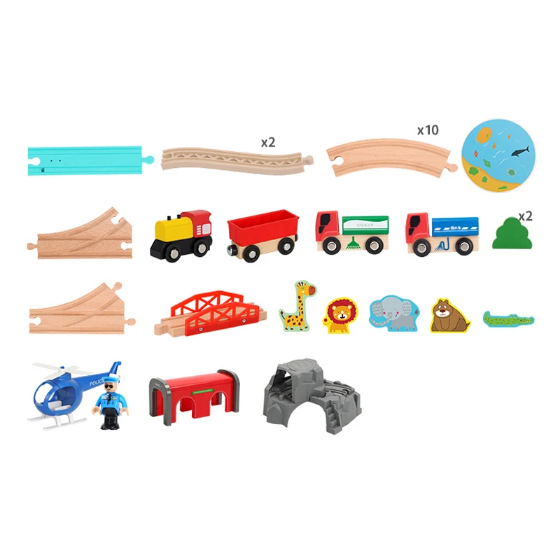 Set di binari del treno in legno fai-da-te compatibile con tutte le principali marche di giocattoli per bambini Ferrovia giocattolo Accessori stradali Giocattolo Regalo per bambini PD58