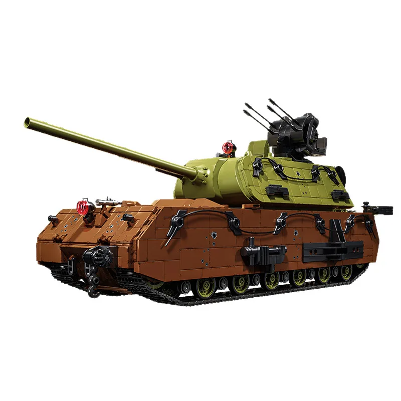 Blocs de construction de char lourd de la seconde guerre mondiale, char allemand Panzer VIII Maus MOC, avec 7 figurines, réservoirs militaires, briques, jouets pour enfants, cadeaux de noël