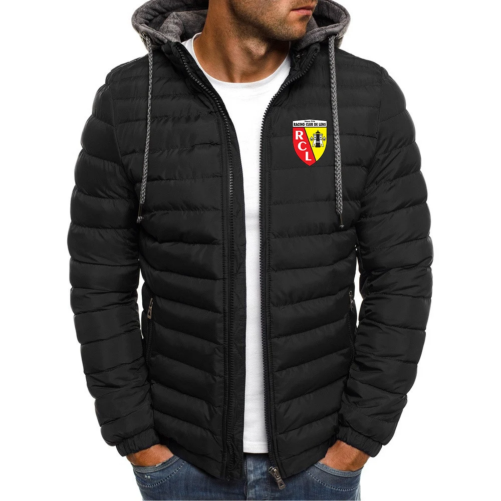 2024  Winter New Men\'s Coat Warm and Comfortable Zipper Hooded Fashion Print Outdoor Sports Simple Atmospheric Street cool