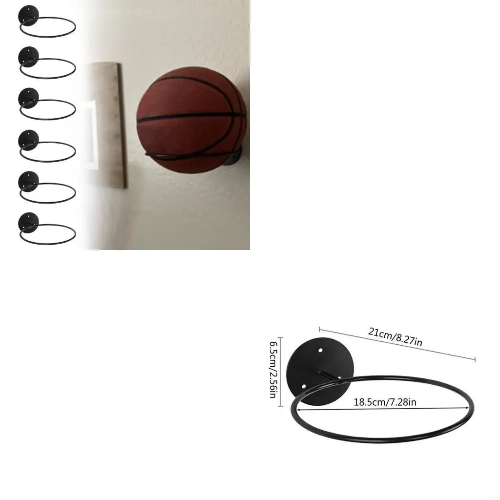 

6Pcs Football Wall Mount Ball Stand Wall Mounted Metal Ball Rack for Basketball