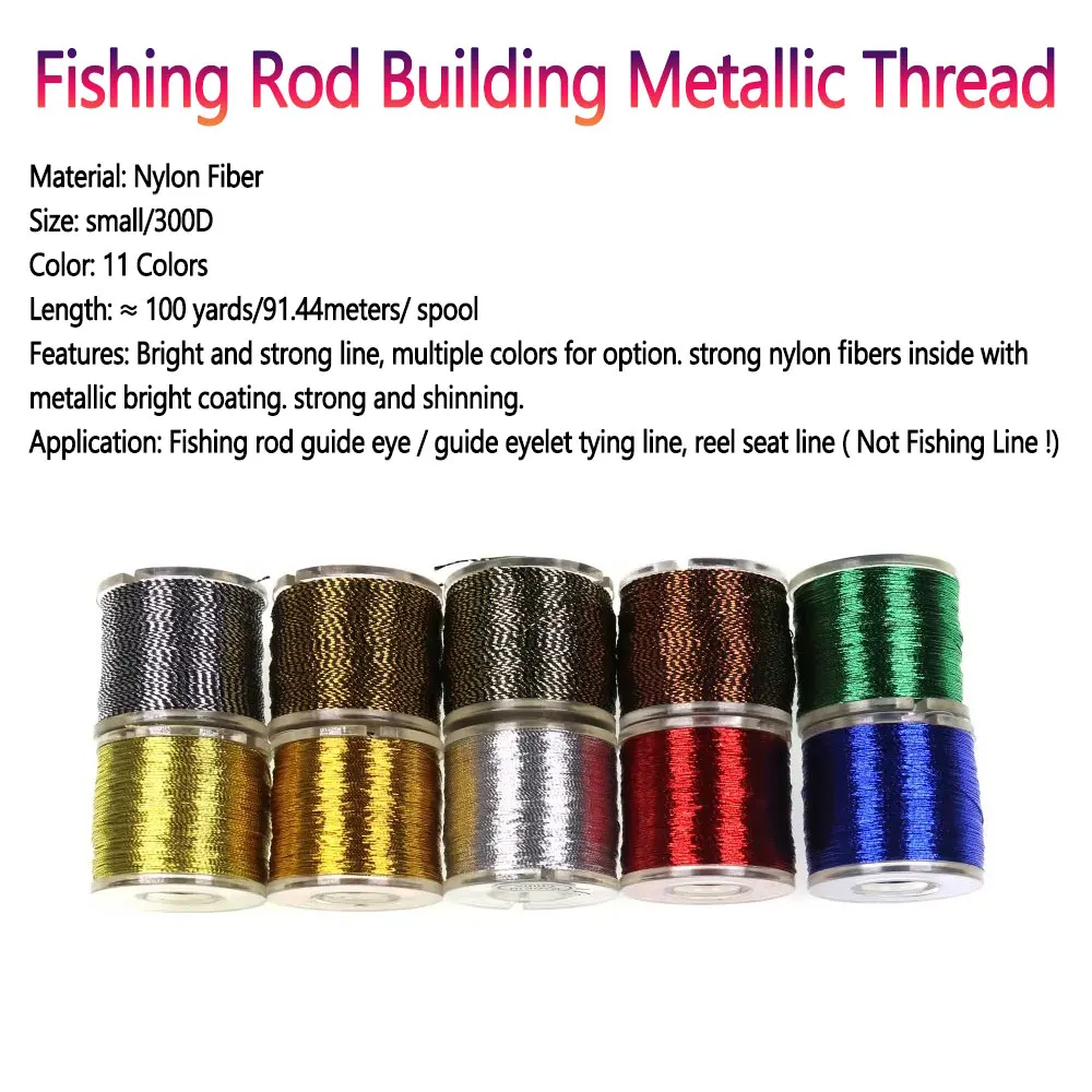 100 Yards/Spool Fishing Rod Building Metallic Thread Wrapping Line for Fishing Guide Eyelet Jig Hook Tying Rod Repairing Line