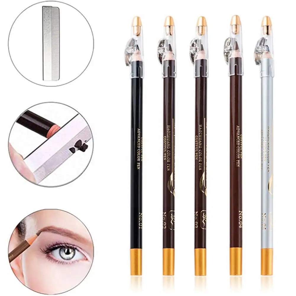 Waterproof Long-lasting Eyebrow Pencil With Sharpener Red Cosmetics Gray Black Lid New Proof Coffee Tools Sweat J3a2