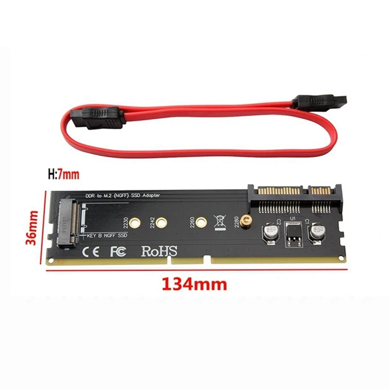 DDR3 DDR4 DDR2 To M2 SSD Adapter DDR To M.2 Hard Disk Adapter Card PCB SATA 15Pin Power + SATA 7Pin Data Port image 6