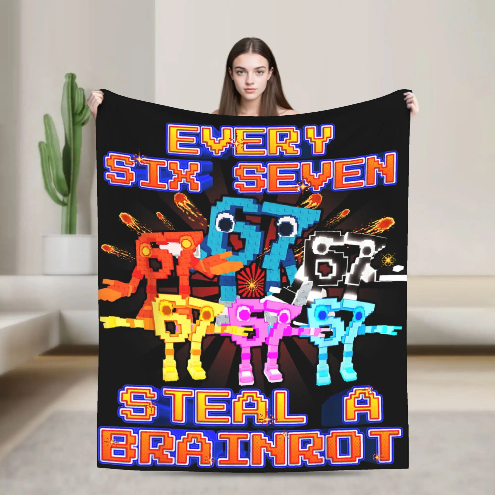 

Every 67 Six Seven 6-7 Funny Brainrot Blankets Quality Soft Throw Blanket Winter Picnic Couch Bed Print Bedspread