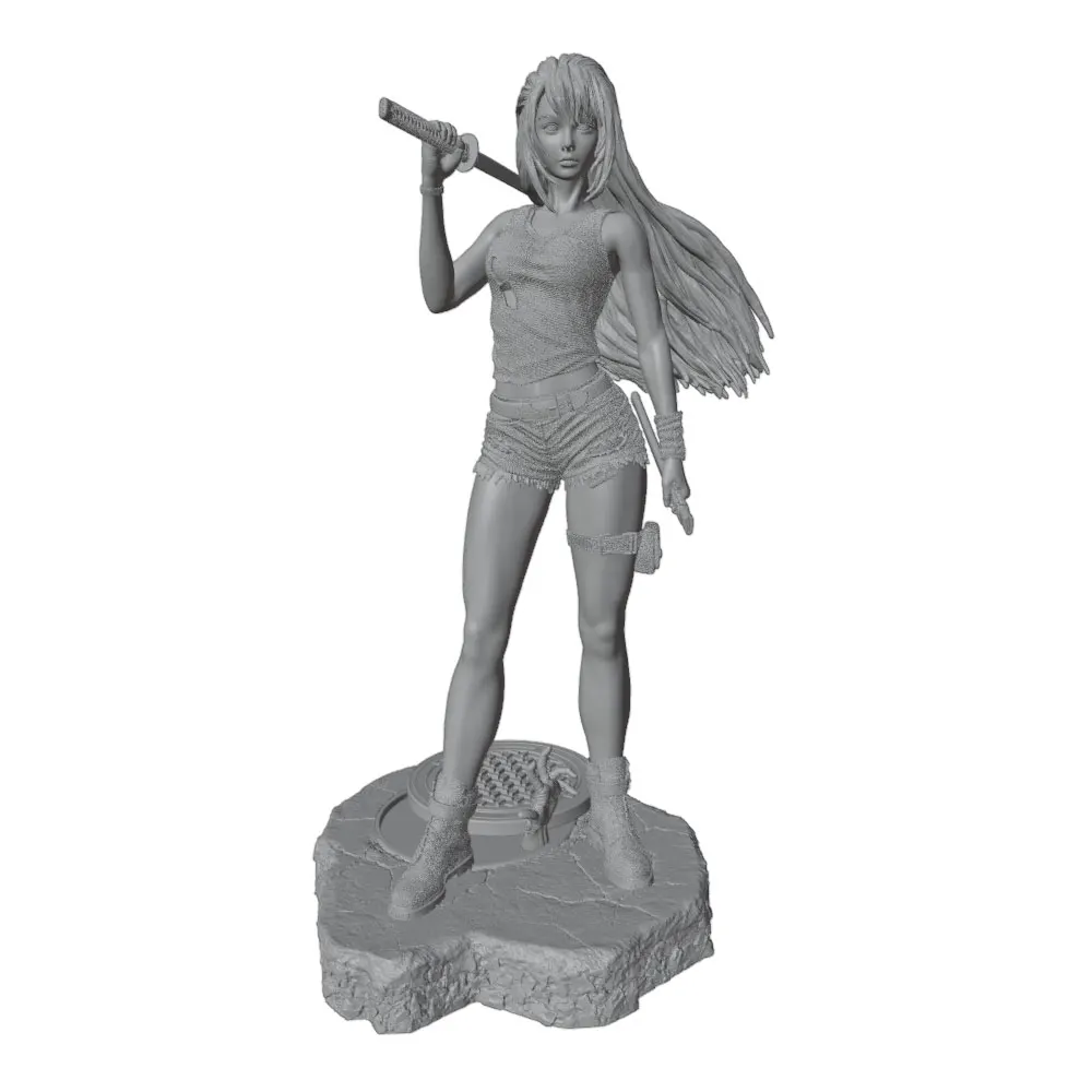 1/24  75mm Movie Character Model Girl Resin Model Kits 3D Printed Gray Model Figurine DIY Doll Model Unassembled And Unpainted