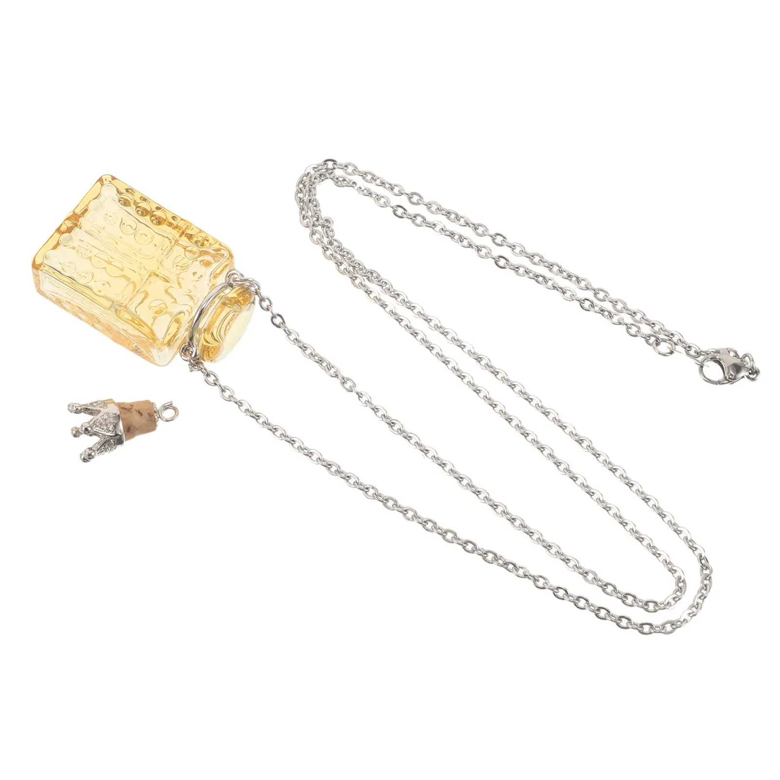 Amber Glass Essential Oil Diffuser Necklace Perfume Bottle Vial Pendant Refillable Adjustable Chain Memorial Keepsake Pendant