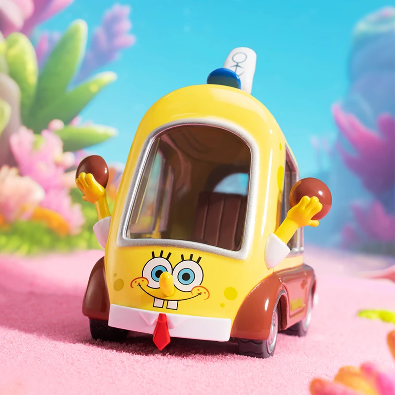 POP MART-caja misteriosa de vehículos de la serie de coches turísticos Bob Esponja, de 9 piezas caja ciega, juguete de coche POPMART, 1 unidad