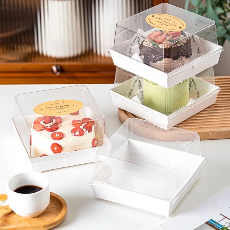 

4-Inch Cake Paaging Box Pastry Bakery Treats Sandwich Anti-Fogging Heightened Box Baking Kitchen Utensils Dert Paaging