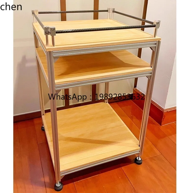 

PYH Mobile Aluminum Profile Tea Table Light Axis Storage Rack Metal Tea Cart Living Room Display Rack Storage